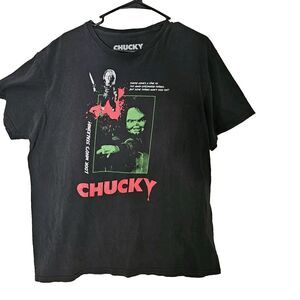 Chucky Horror T-Shirt Child’s Play 'Look Who's Stalking' Black Movie Tee